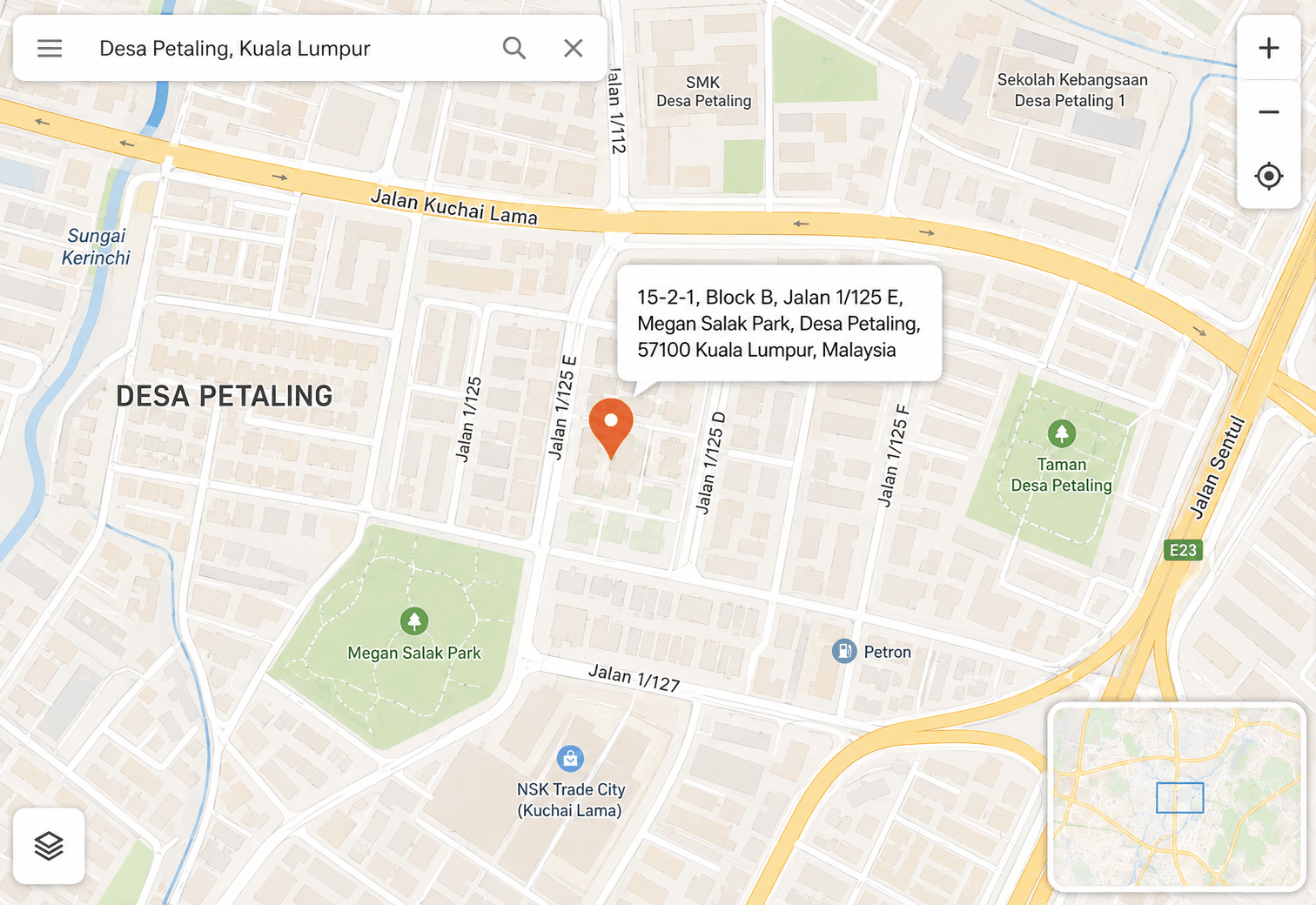 Map showing Brandoma location in Desa Petaling, Kuala Lumpur